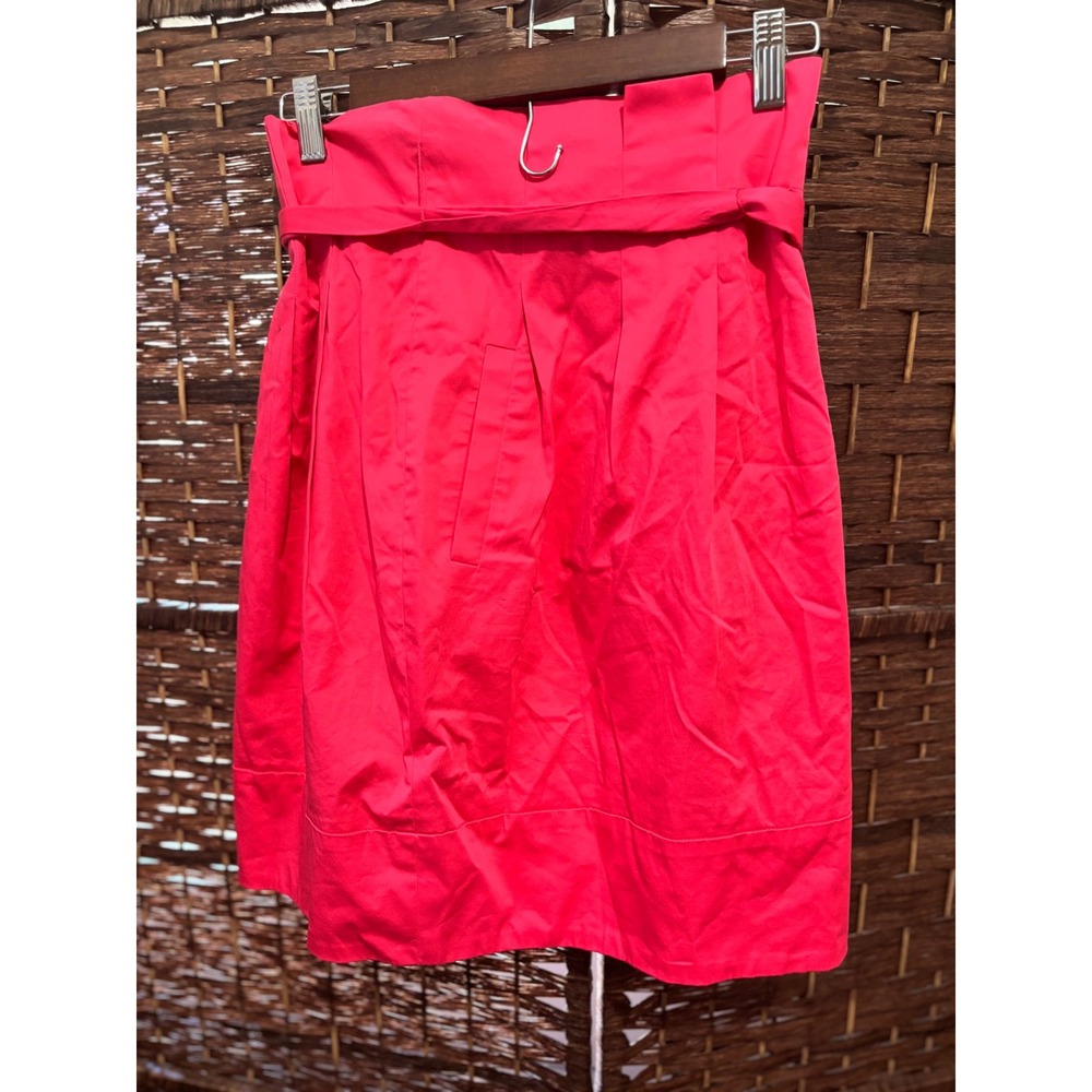 BCBGMAXAZRIA Women's Pink Belted‎ A-Line Mini Skirt paperbag Size 6